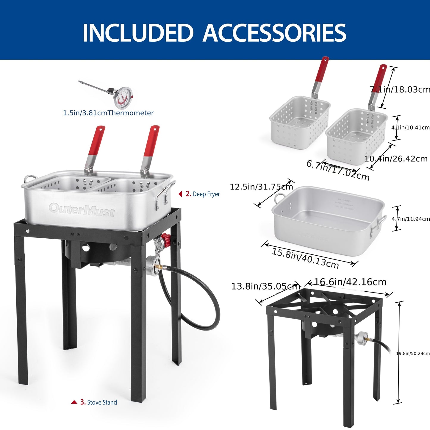 OuterMust 58,000 BTU Outdoor Fish Fryer – 18Qt Fryer Pot with 2 Baskets, Perfect for Frying Fish, Chicken Wings & French Fries