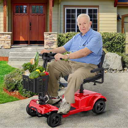 ENGWE Folding 4-Wheel Mobility Scooter - 250W 24V Motor, 15 Miles Range, Detachable Basket, Front Light, 265lbs Max Weight, Ideal for Adults, Halloween and Christmas Gifts
