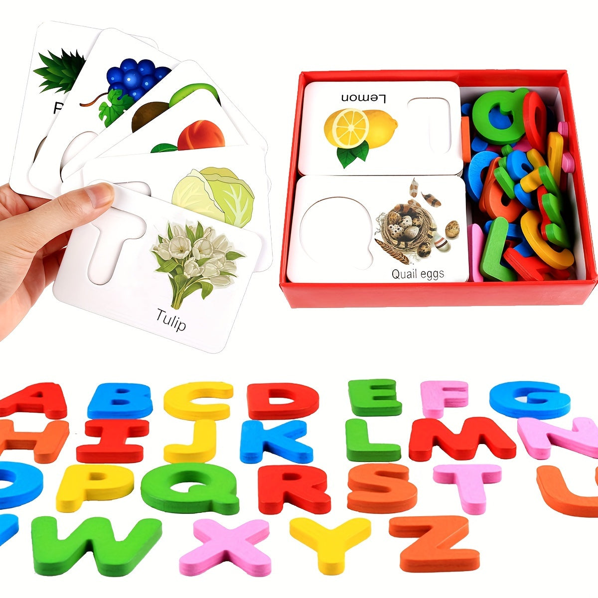 Wooden Alphabet Flashcards Set – Educational ABC Learning Toys for Toddlers, Puzzle Game for Preschool Activities, Ideal Halloween & Christmas Gift