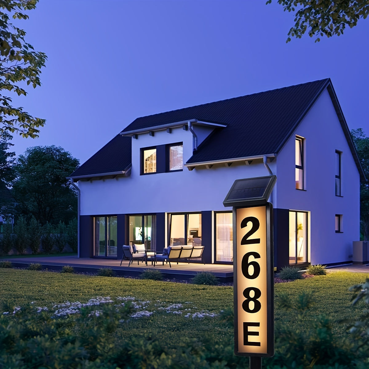 Solar Powered LED House Number Light – Weather-Resistant Outdoor Address Sign with Stake – Easy Installation, Energy-Efficient, Durable – 35 Inch Height for Homes