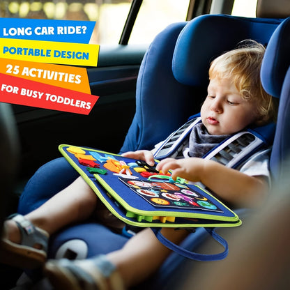 Toiyese 25 in 1 Busy Board Toy - Fine Motor Skills and Sensory Development for Youngsters, Perfect Travel Gift for Christmas and Halloween