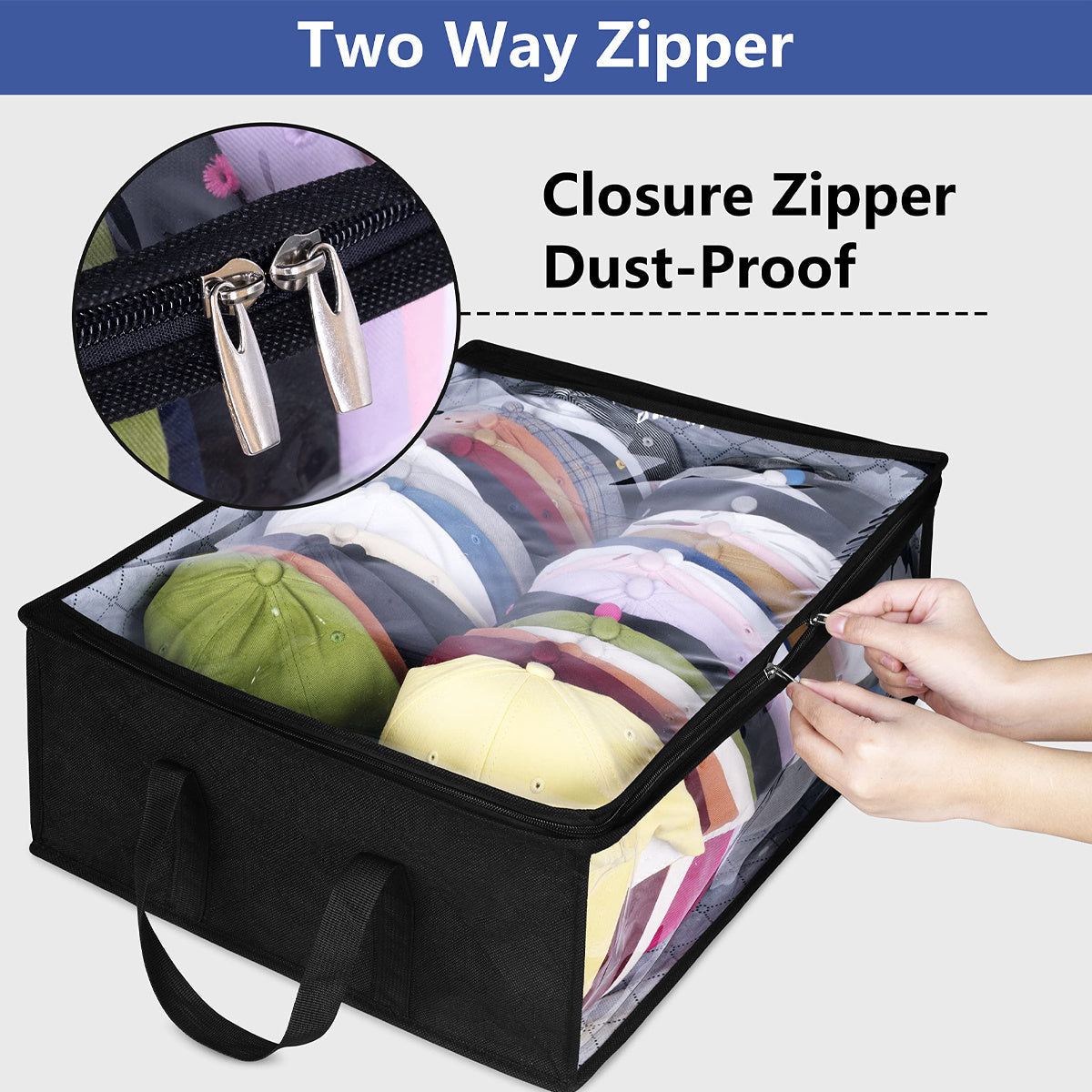 Large Capacity Hat Storage Box – Holds Up to 40 Hats, Multi-Purpose Storage for Toys, Books, DVDs – Space-Saving for Wardrobe, Under-Bed, Bedroom, Dormitory
