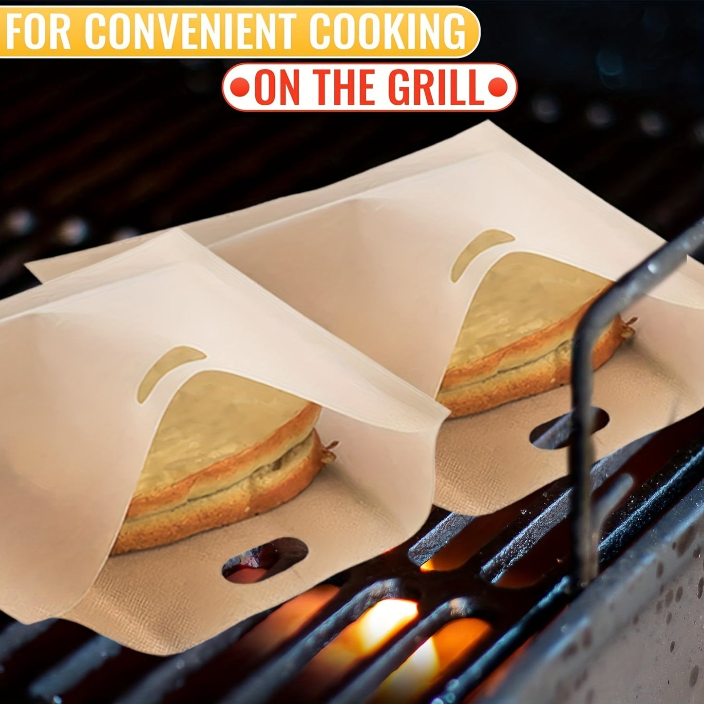 5pcs Large Non-Stick Reusable Toaster Bags - 6.3x6.5in/16x16.5cm | For Grilled Cheese, Pizza, Panini, Garlic Bread | Easy Toaster, Microwave, Grill Cooking | Durable, Heat-Resistant, Dishwasher Safe
