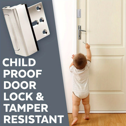 2pcs Door Lock For Home Security- Easy To Install Door Latch Device, Aluminum ConstructionTamper Resistant, Black/White/argent Door Locks