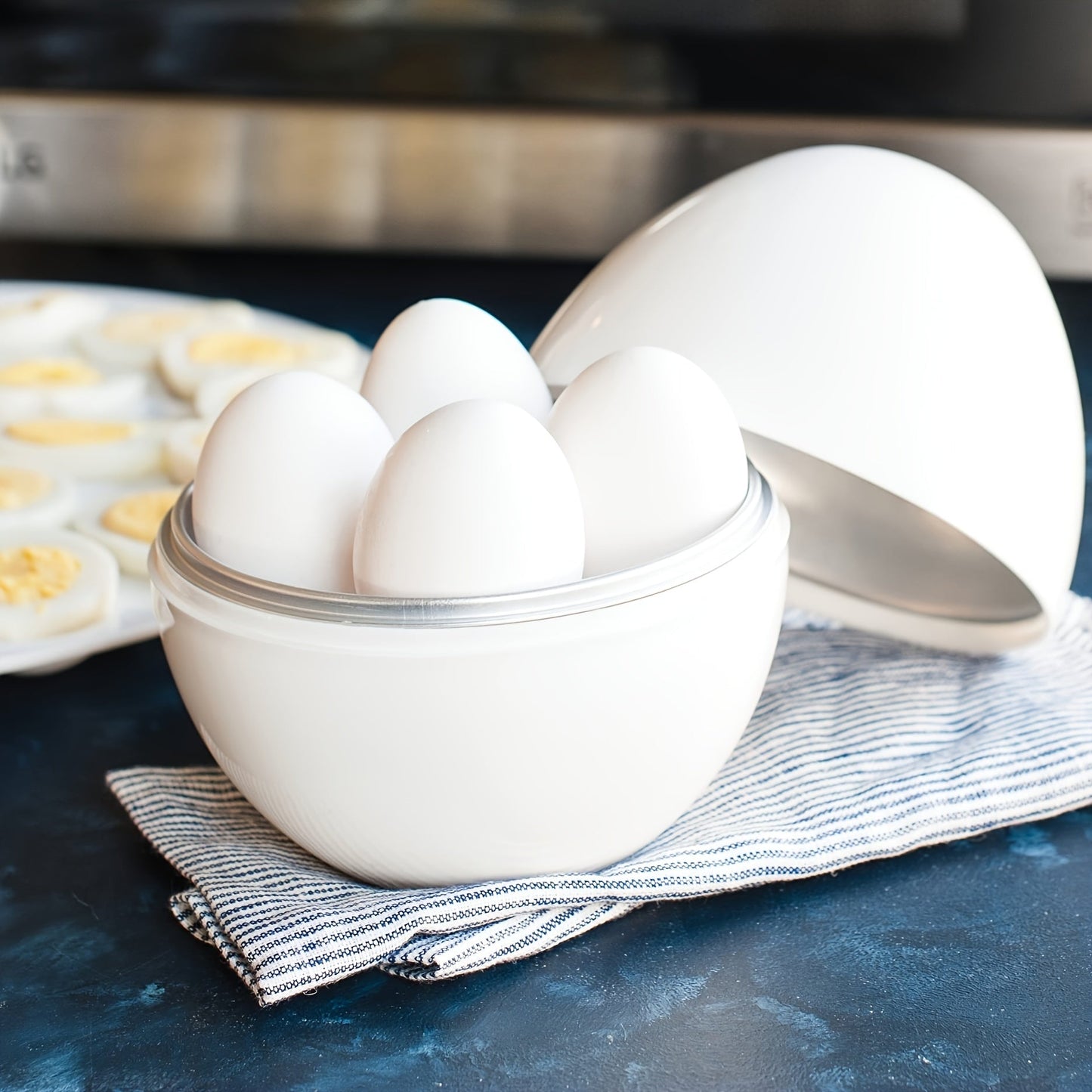 4 Capacity Microwave Egg Cooker – Quick Hard Boiled Eggs Maker with Compact Design, Time-Saving, No Power Required for Kitchen
