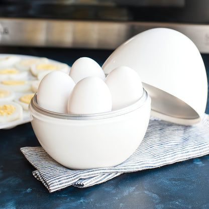 4 Capacity Microwave Egg Cooker – Quick Hard Boiled Eggs Maker with Compact Design, Time-Saving, No Power Required for Kitchen