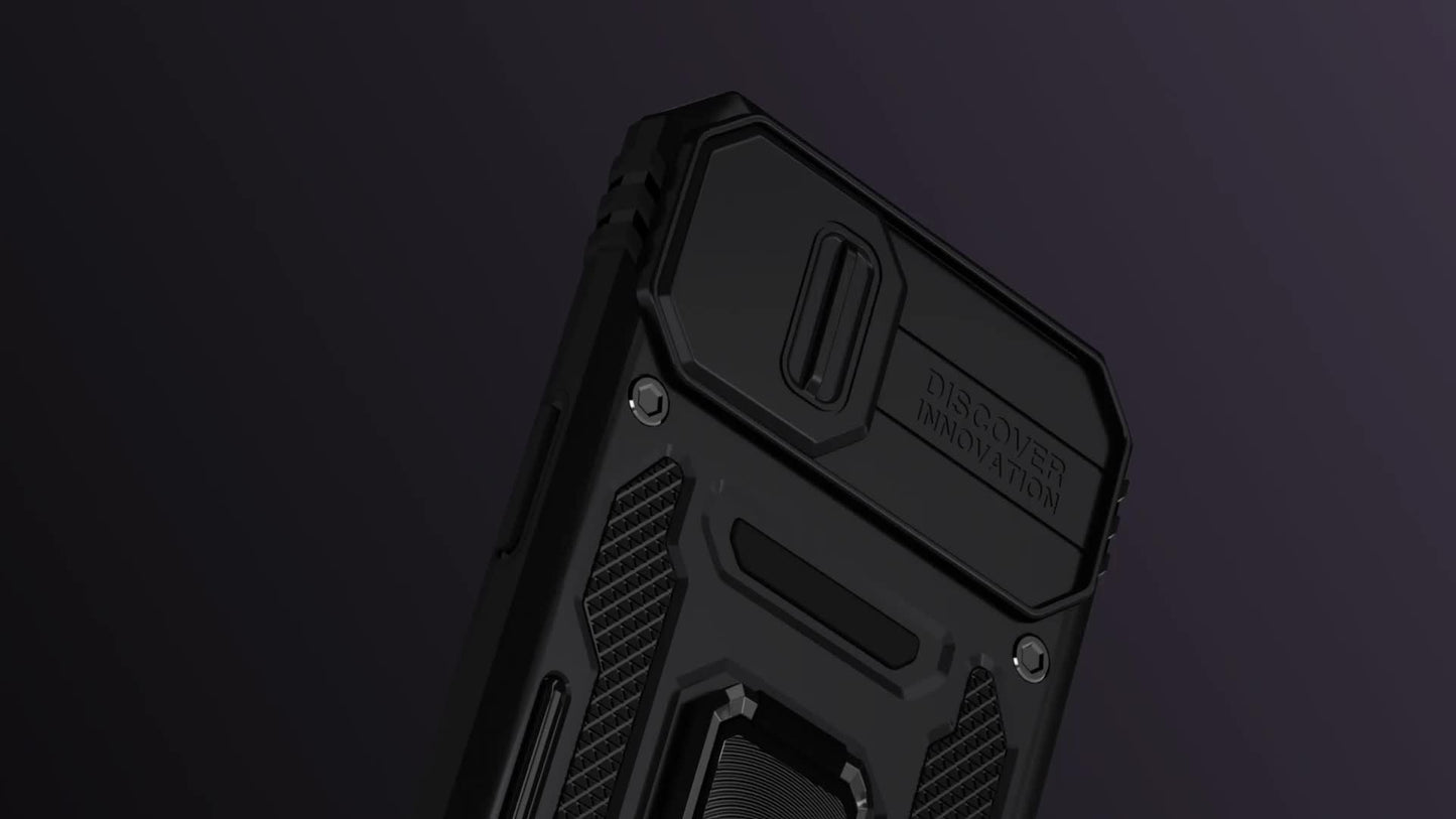 Heavy-Duty Anti-Fall Bracket Case for Apple Series – Tempered Film and Push Window Protection