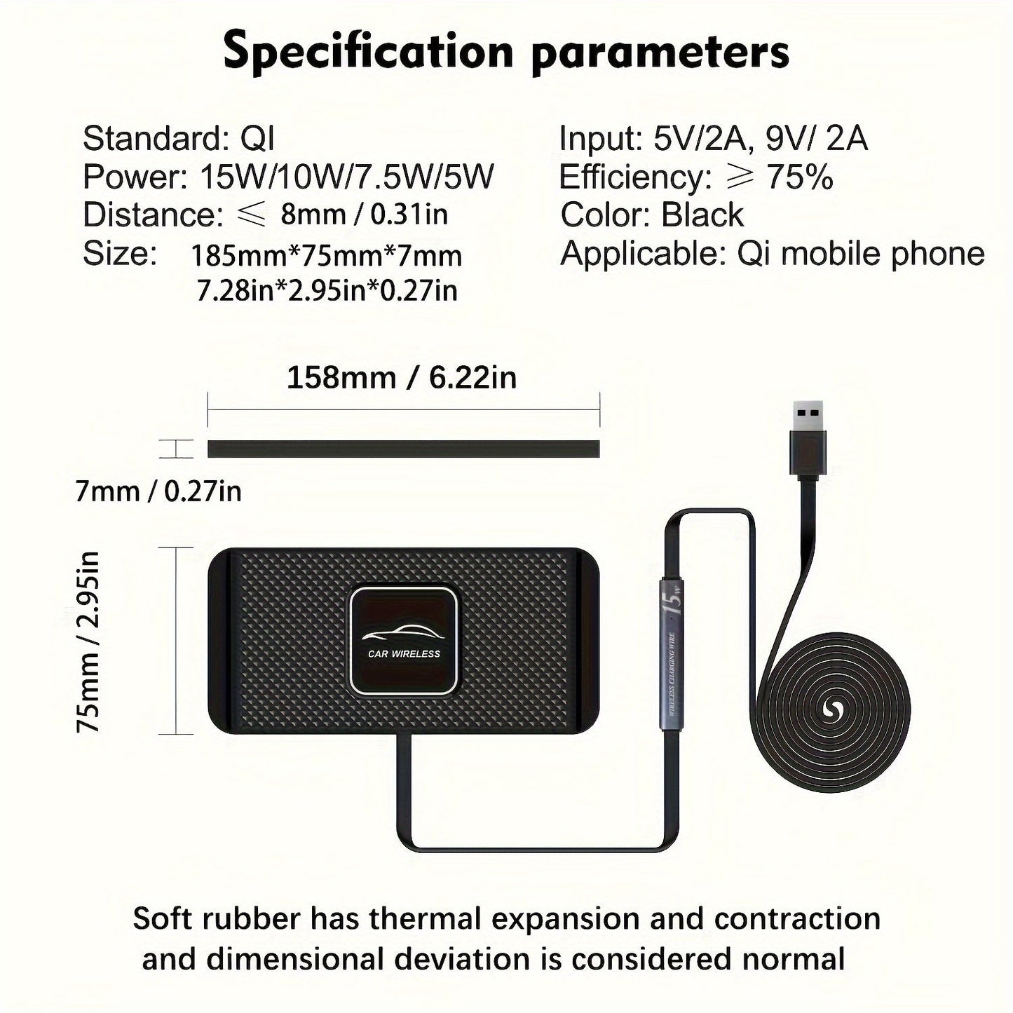 15W Fast Wireless Car Charger Pad – Non-Slip Silicone, Universal Compatibility for iPhone 14/13/12/11, Samsung – Safe and Rapid Charging Station