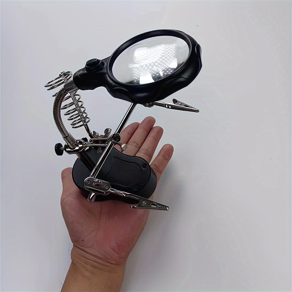 Adjustable LED Magnifying Glass - Illuminated Inspection Tool with Light, Folding Design and Clip for Mobile Phone Repair, Hardware and Electronics
