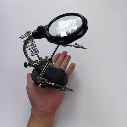 Adjustable LED Magnifying Glass - Illuminated Inspection Tool with Light, Folding Design and Clip for Mobile Phone Repair, Hardware and Electronics