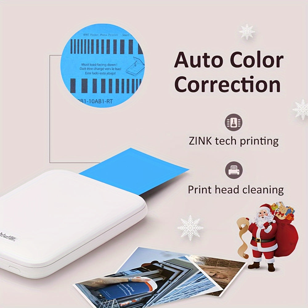 HPRT Wireless Portable Mini Color Printer - Free 5 Sheets of ZINK Paper, High Definition Color Reproduction, Direct Mobile Printing for iOS/Android Devices
