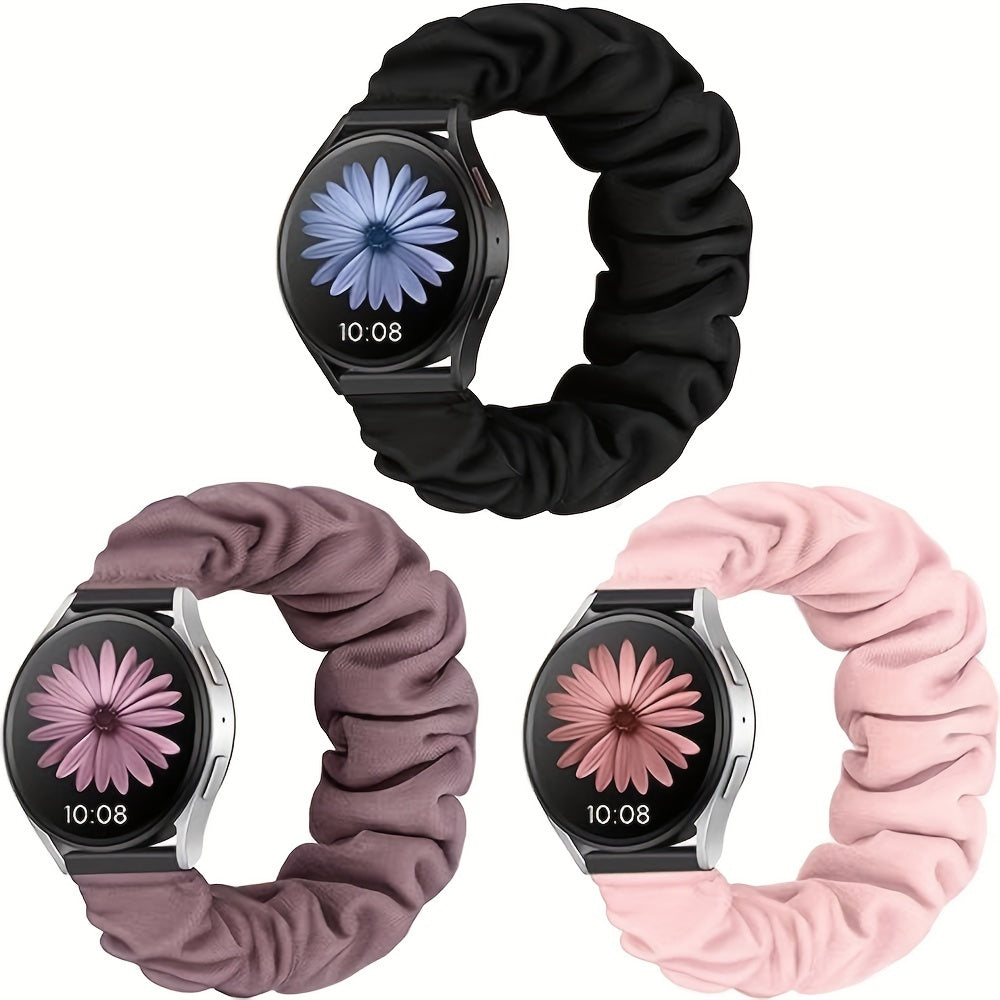 Adjustable Scrunchie Band for Samsung Galaxy Watch 6/5/4 - Soft Stretchy Strap for Women, Compatible with 40mm, 44mm, 45mm, 42mm and 46mm