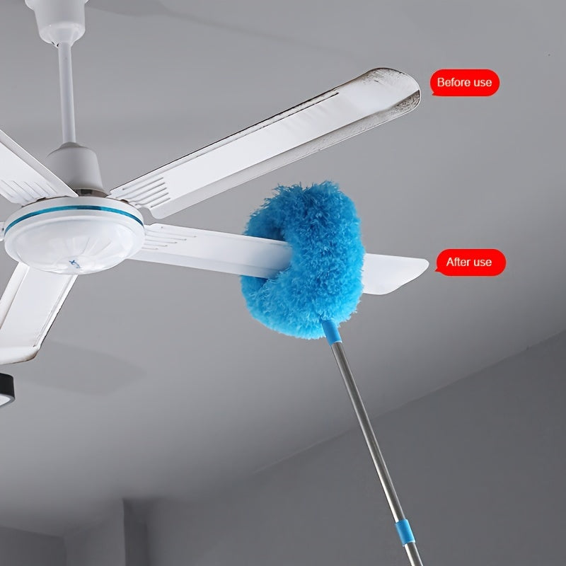 Extendable Ceiling Fan Cleaner Duster - Removable and Washable Microfiber Brush, Reaches High Ceilings - Dust Removal for Fans, Furniture, Cars & More - Ideal for Bedroom, Living Room, and Wall Cleaning