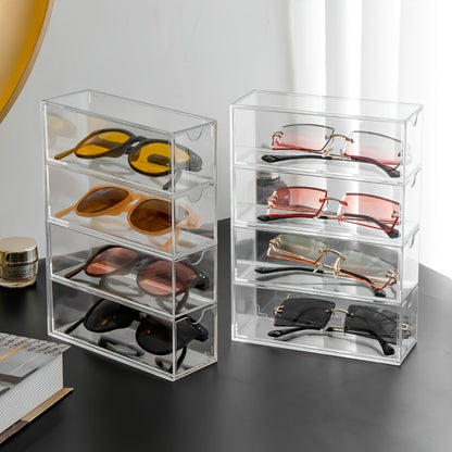 Transparent Desk Drawer Organizer for Sunglasses, Cosmetics, and Lipstick - Dust-Proof Eyeglass Cases for Storing Gifts, Accessories, and Makeup Essentials