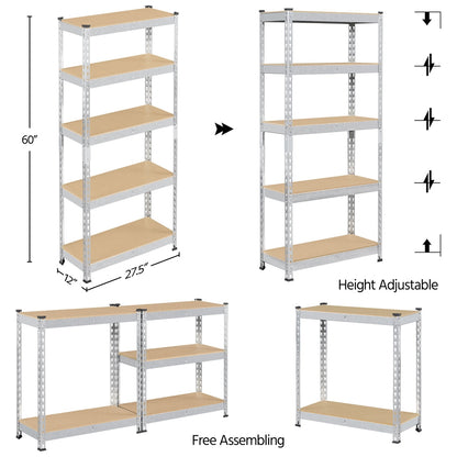 Costoffs 5-Tier Boltless Utility Shelves – 60in Multi-Tier Storage Rack for Warehouse, Store, and Home Organization