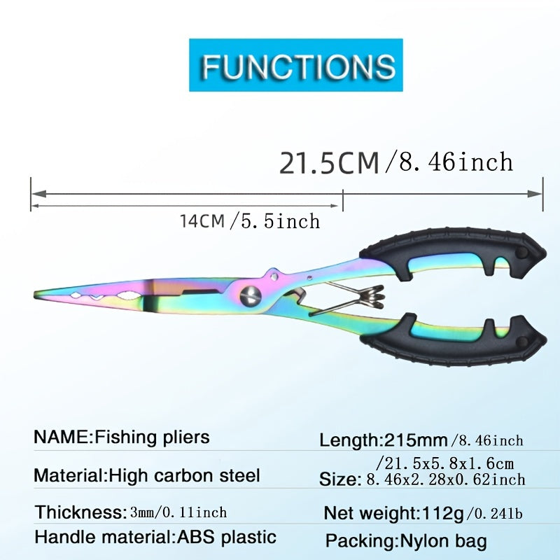 Rust-Proof Saltwater Fishing Pliers with Split Ring Hook Removers - Includes Quick-Access Lanyard and Secure Sheath, Essential Gear for Smooth Tackle Management