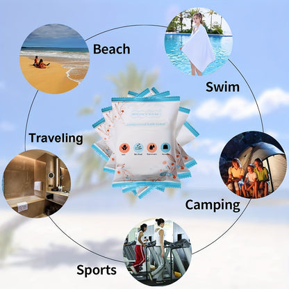 12pcs Disposable Bath Towels – Extra Thick & Large Cotton Towels, Portable Washcloths for Travel, Beach, Shower, Hiking, and Camping
