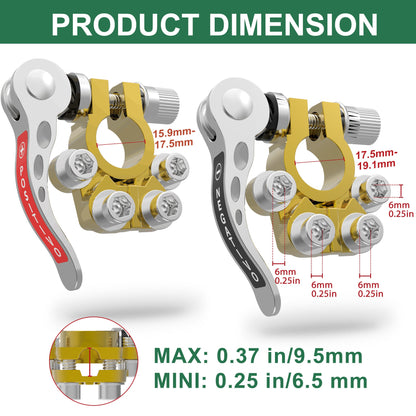 LotFancy 4Pcs Car Battery Terminal Connectors – Quick Release Disconnect, 4-Way Positive & Negative
