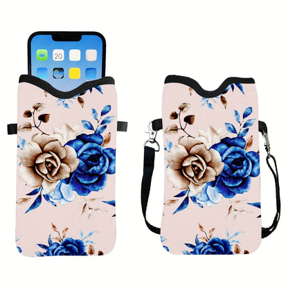 Shockproof Phone Pouch with Adjustable Lanyard - Versatile Print Design, Compatible with Multiple Models