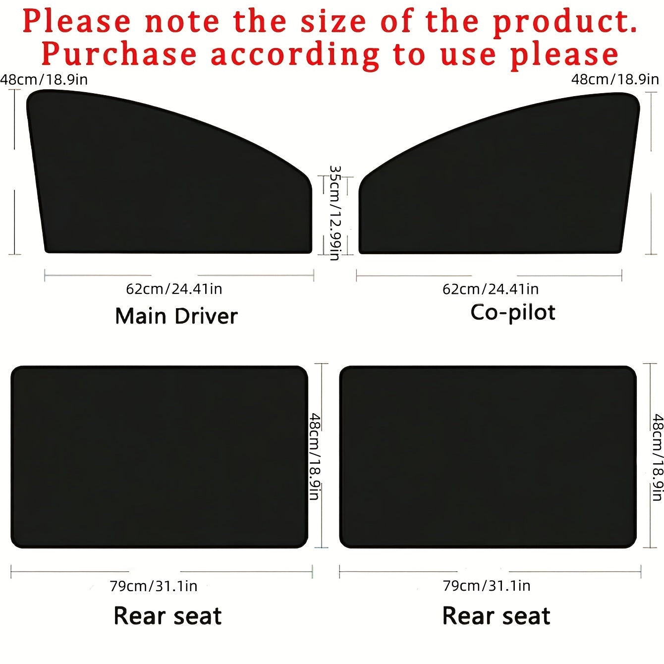 4pcs Magnetic Car Window Shades - UV Protection and Privacy, Breathable Mesh Curtains for Front and Rear Windows, Easy Installation
