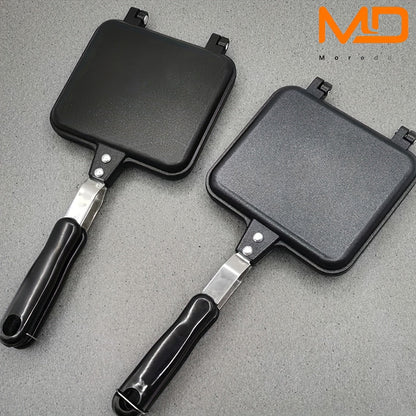 Deluxe Double-Sided Non-Stick Sandwich Maker - Grilled Sandwiches, Toast, Omelettes for Breakfast & Camping - Portable and Easy to Clean