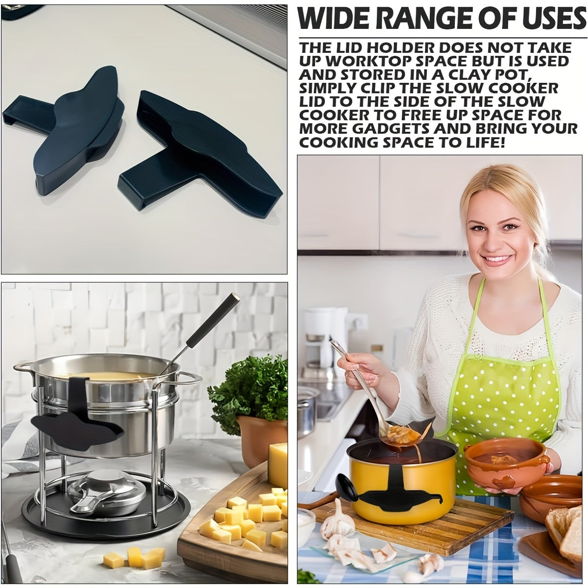 Slow Cooker Pot Lid Organizer – Hands-Free Storage Rack for Stew Pots and Crocks, Kitchen Lid Holder to Keep Countertops Clean and Tidy