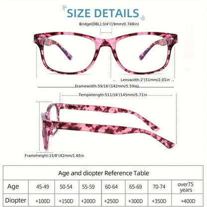 4 Pack Stylish Women's Anti-Blue Light Reading Glasses – Computer Glasses with Anti-Glare Coating, Blue Light Blocker Lenses for Eye Protection – Ideal for Prolonged Screen Time