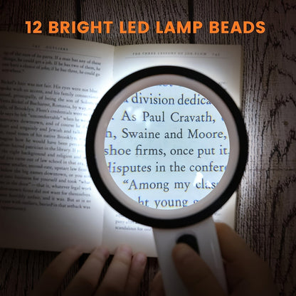 30X High-Power Handheld Magnifier with LED Lights - Battery-Operated Illuminated Magnifier for Reading, Coins, Jewelry and Seniors with Macular Degeneration