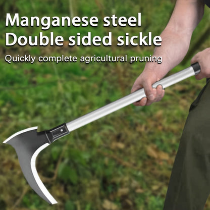 21.7-Inch Double-Sided Blade Cutting Sickle - High Manganese Steel, Dual-Use for Agriculture, Horticulture, and Outdoor Activities, Ideal for Weeding and Cutting Firewood