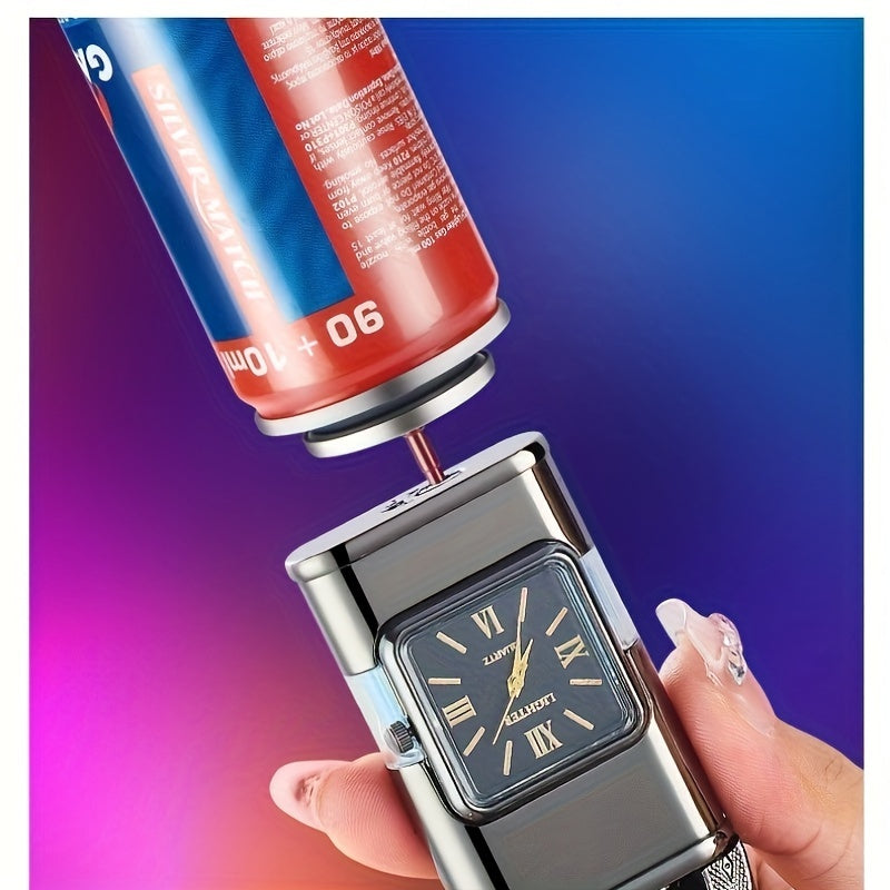 Windproof Vintage Jet Torch Lighter – Watch Bezel Design with Eagle Head, Butane Refillable, Flame Torch (Butane Not Included)