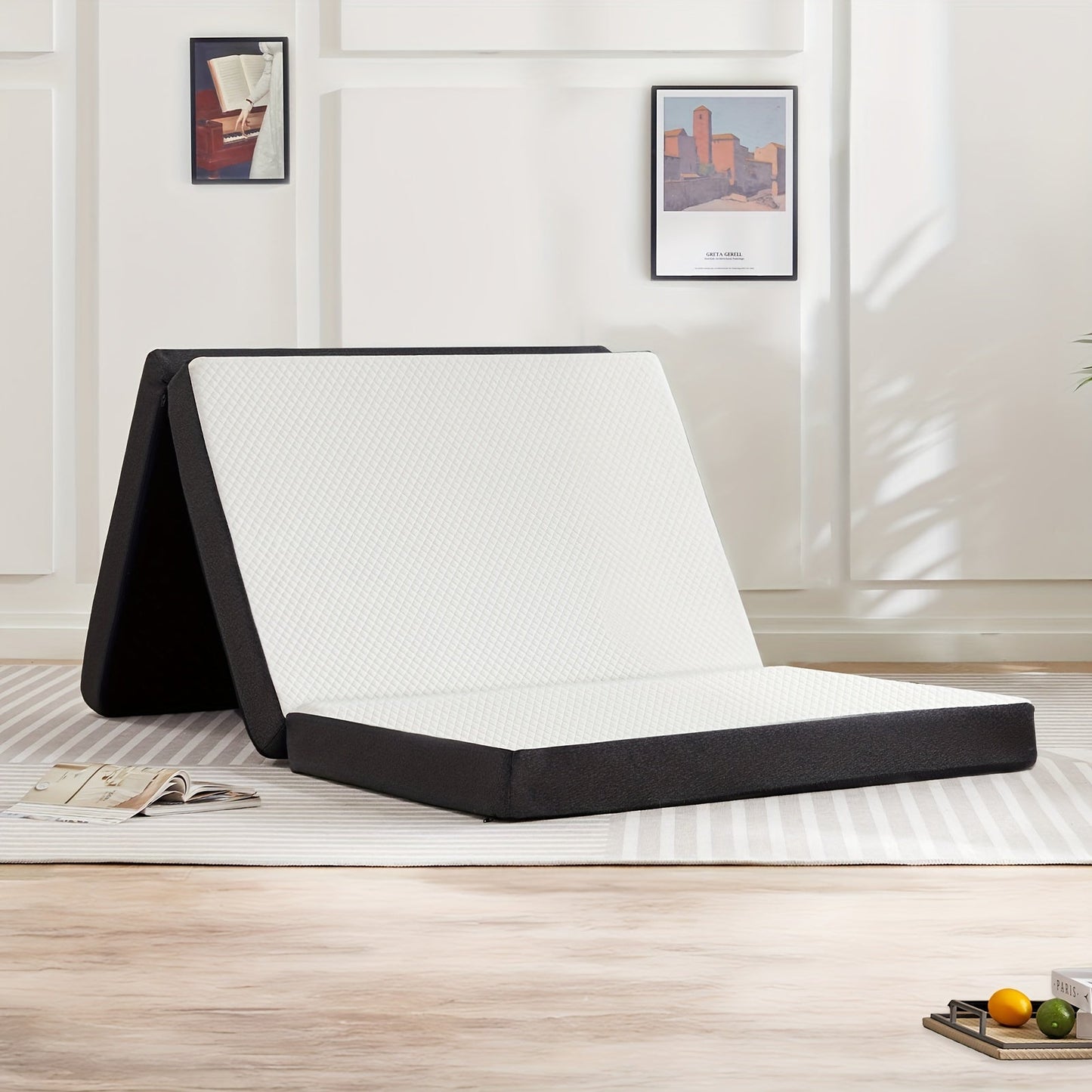 Tri-Fold Memory Foam Mattress – 4 inch/3-inch Foldable Bed with Washable Cover, Portable Mattress Topper for Camping, Guest Bed – Available in Single/Twin/Full/Queen