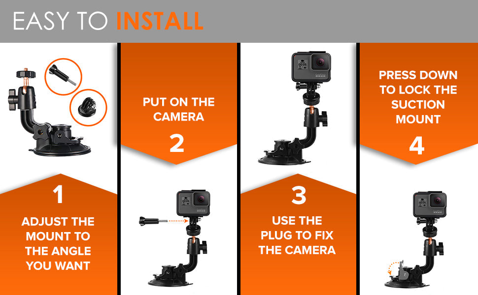 Suction Cup Mount for GoPro Hero 3-13 & Max – Compatible with DJI Osmo 3-5 & Insta360 X3/X4 Accessories