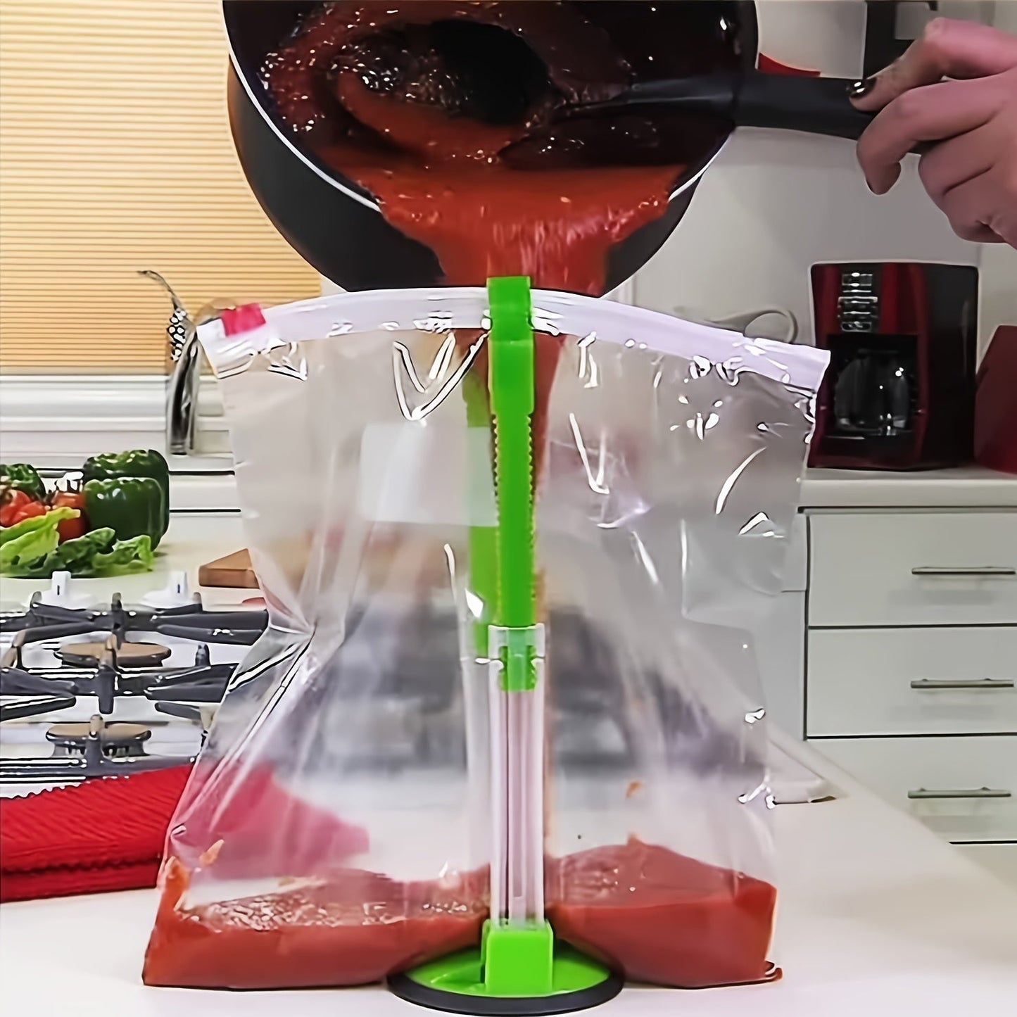 Baggy Rack – Adjustable Vertical Food Bag Holder for Countertop & Cabinet, Ideal for Garbage & Food Storage Bags, Kitchen Organizer & Accessory