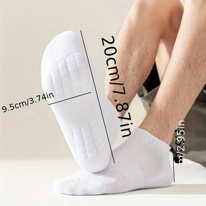 5 Pairs Unisex Casual Ankle Socks: Breathable Sports Socks with Towel Bottom, Sweat-Absorbent and Anti-Odor for Spring and Summer