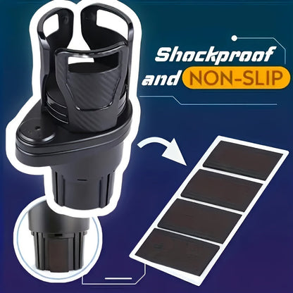 2 in 1 Rotating Car Cup Holder Expander – Durable ABS, Multi-Functional Vehicle Interior Accessory