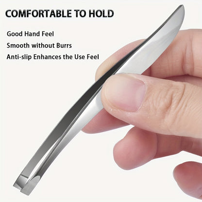 Japanese Banana Tweezer Set - 4-Piece Stainless Steel Precision Tweezers for Eyelash, Eyebrow, and Ingrown Hair Removal