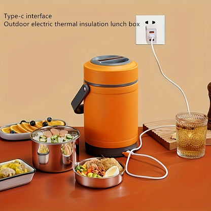 Three-Layer Thermal Insulated Lunch Box - Keeps Food Hot/Cold, Leak-Proof, Durable TPCY-C, Easy to Clean - Ideal for Picnics and Camping