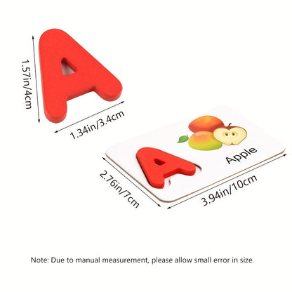 Wooden Alphabet Flashcards Set – Educational ABC Learning Toys for Toddlers, Puzzle Game for Preschool Activities, Ideal Halloween & Christmas Gift