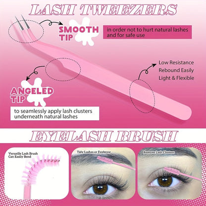 640/280pcs Extra Thick D Curl 9-16mm Mixed Length Individual Lashes – DIY Lash Clusters Extension Kit for Wispy Manga Look – Easy to Use, Long-Lasting, Reusable, Comfortable