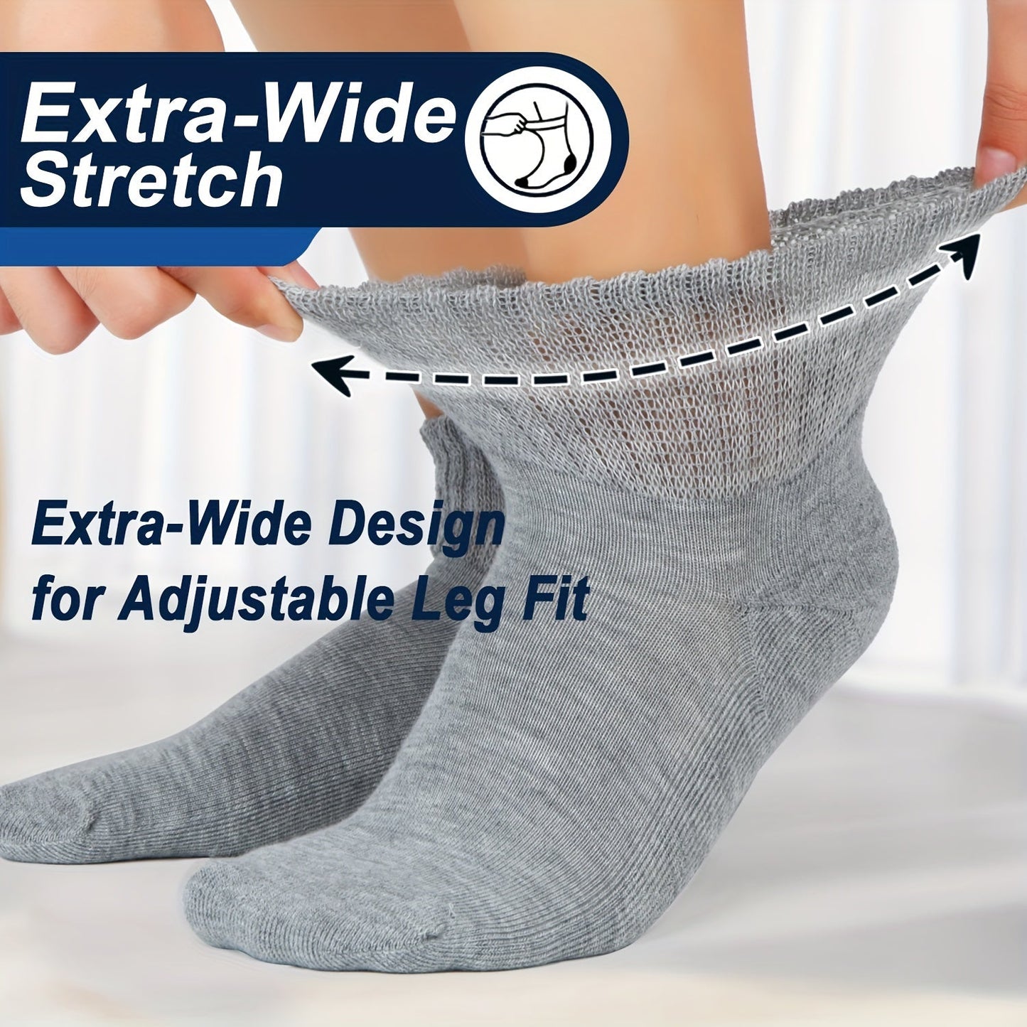 6 Pairs Unisex Diabetic Crew Socks – Cushioned Sole, Seamless Toe, Non-Binding Top, Breathable Knit Fabric Blend of Polyester, Nylon, and Spandex