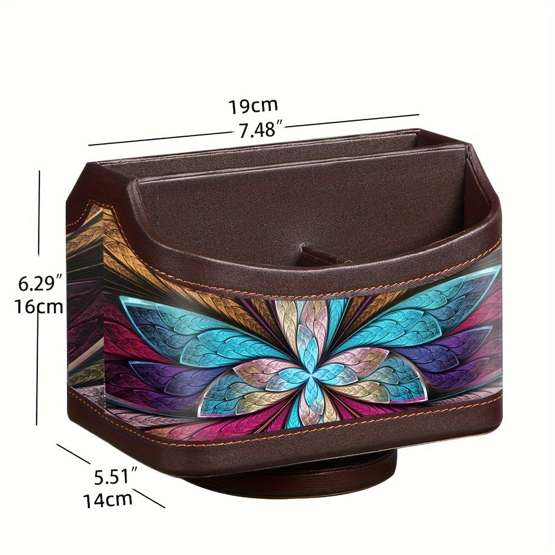 Militwoo 360° Rotating Remote Control Holder - PU Leather TV Remote Caddy Organizer with 5 Compartments for Pens, Pencils, Art Supplies, Makeup Brushes, Office Desk Accessories