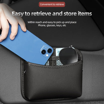PU Leather Car Side Pocket Organizer - Universal Cell Phone and Sunglasses Holder for Seat Gap, Door, and Console Storage