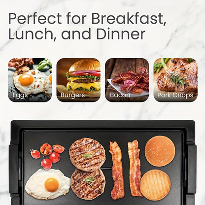 1600-1800W Electric Smokeless Indoor Grill - Fast Heating, Non-Stick, 5-Level Temperature Control | Dishwasher Safe, Cool-Touch Handles | Easy to Clean BBQ Grill for Indoor Cooking, Perfect for Family Gatherings