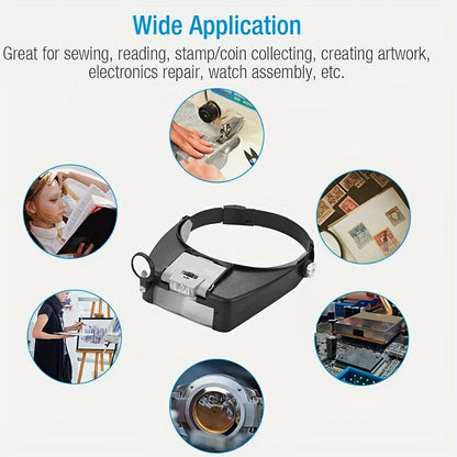 LED Magnifying Head Visor for Circuit Board, Clock & Watch Repair, Reading – High Magnification