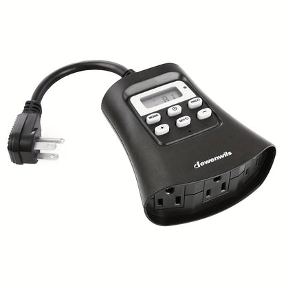 7 Day Programmable Outdoor Digital Light Timer Plug - Weather-Resistant with 3 Grounded Outlets, Energy-Efficient for Patio, Garden, and Seasonal Lighting