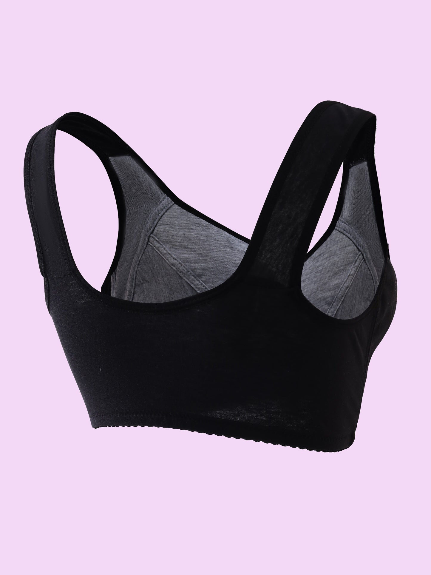 Plus Size Women's Elegant Romance Bra – Wireless, Non-Padded, Front Button Closure – Slight Stretch, Random Floral Print – Comfortable, Breathable Polyester Knit Fabric