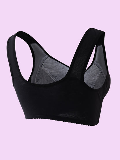 Plus Size Women's Elegant Romance Bra – Wireless, Non-Padded, Front Button Closure – Slight Stretch, Random Floral Print – Comfortable, Breathable Polyester Knit Fabric