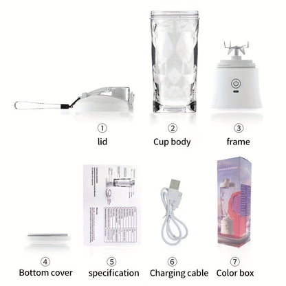 600ml Portable Electric Juicer Cup - Citrus Juicer with Ice Crusher, Wireless and Type-C Charging - Ideal for Fresh Juice on the Go