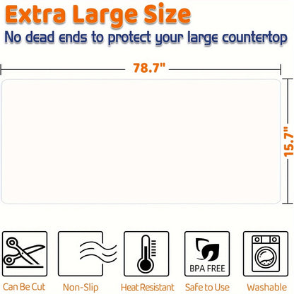 Extra Large Super-Sized Silicone Baking Mat - Heatproof, Easy Clean, Waterproof, Anti-Slip Grip, Durable Table Protector for Pastry, Dining and Desk, Stylish Kitchen Decor
