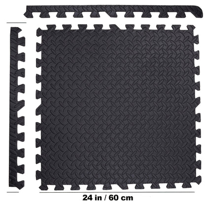 24 Tiles, 96 SQFT 1/2" Extra Thick Floor Exercise Mat – Interlocking Puzzle Mat for Home Gym, Gymnastics, and Protective Flooring (24"x24"x1/2" Each)